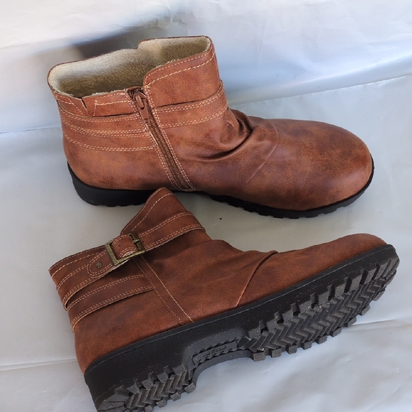 JBU Betsy Women's Brown Leather‎ Water Resistant Lined Boots Size 10 - Picture 1 of 7